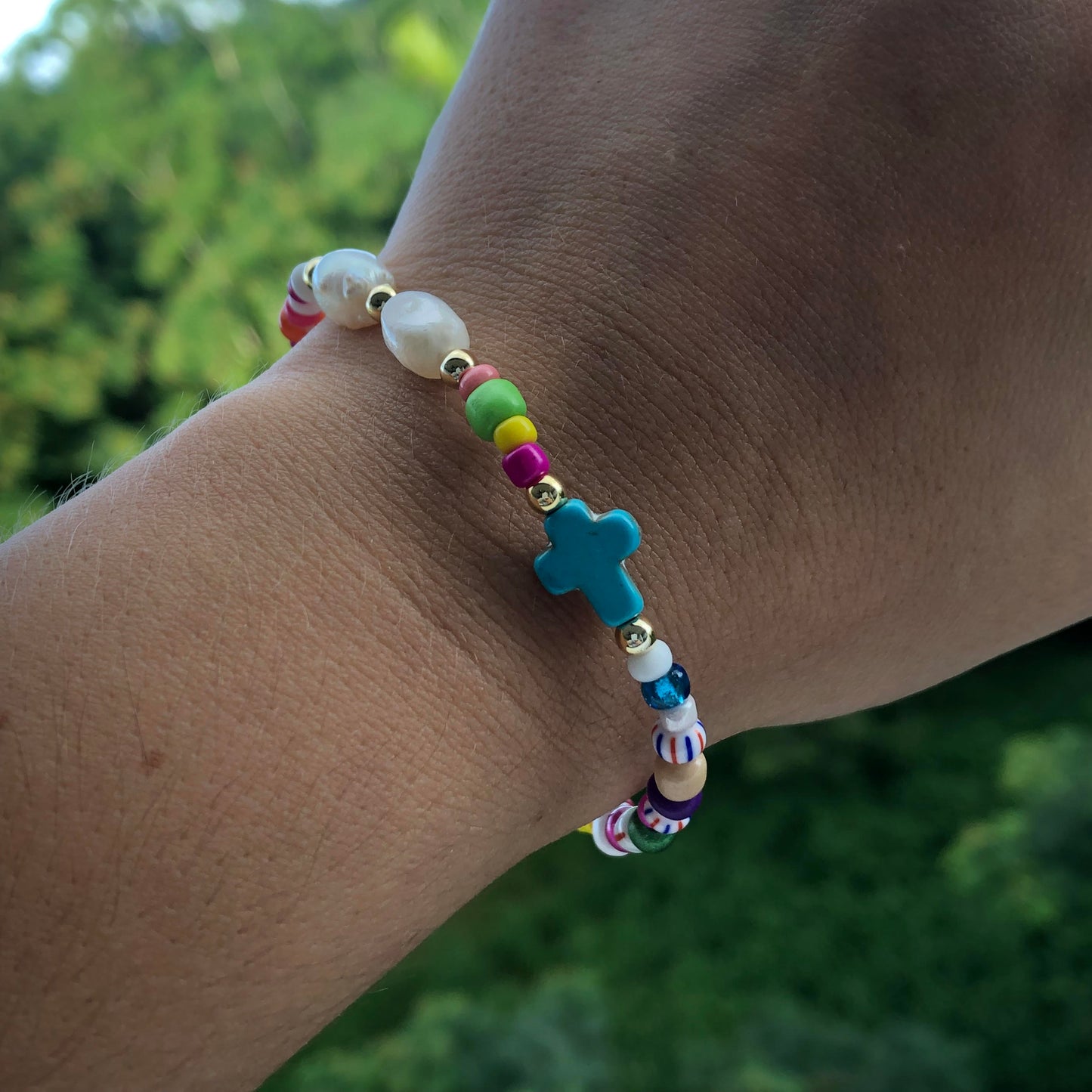 Cross Pearl Bracelet