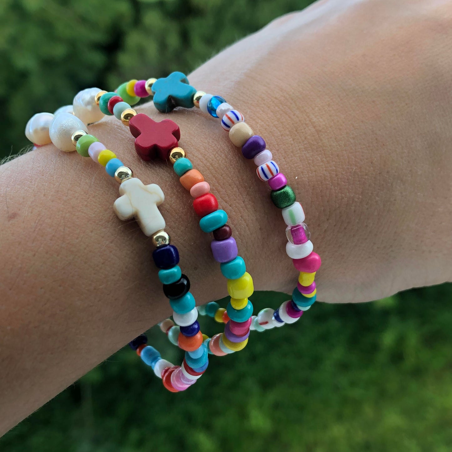Cross Pearl Bracelet