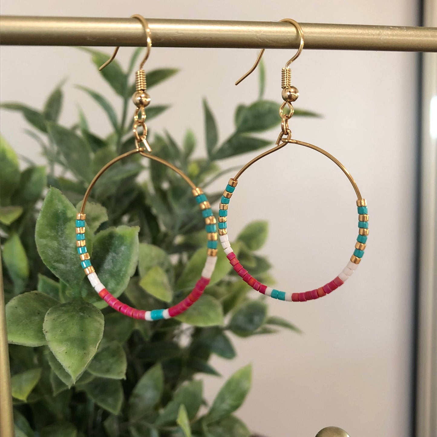 Boho Beaded Hoops Earrings