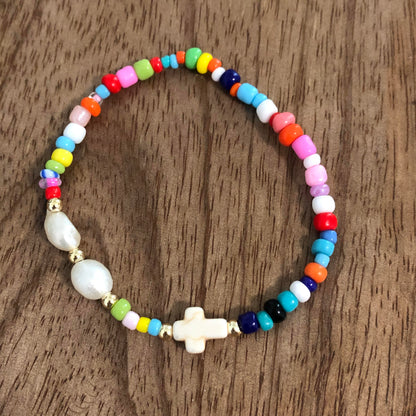 Cross Pearl Bracelet