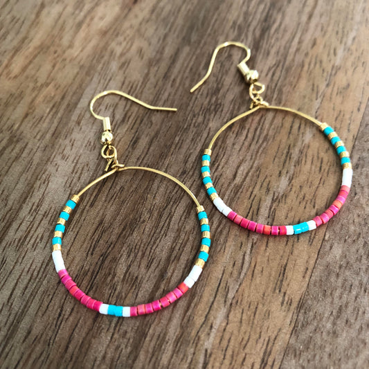 Boho Beaded Hoops Earrings